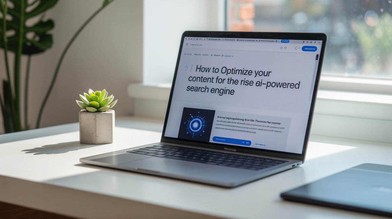 Optimize content for AI search engines – laptop with article open on screen